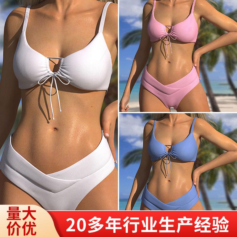 泳衣女2024新款跨境比基尼泳衣套装亚马逊泳衣两件套葫芦岛泳装
