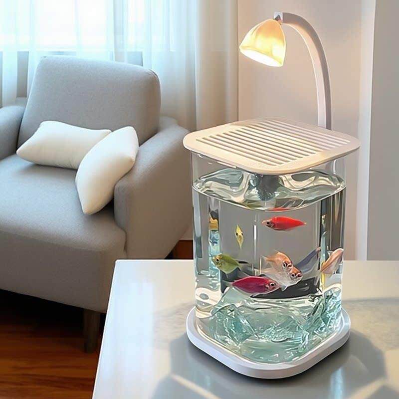 创意斗鱼生态养鱼缸适用缸小型网红造景桌面观赏小夜灯装饰玻璃缸