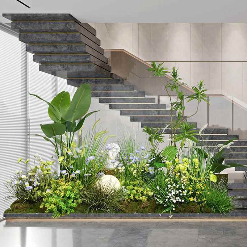 真仿绿植观造景室内假梯花植物景装饰商仿真绿植场橱窗楼间堆景树