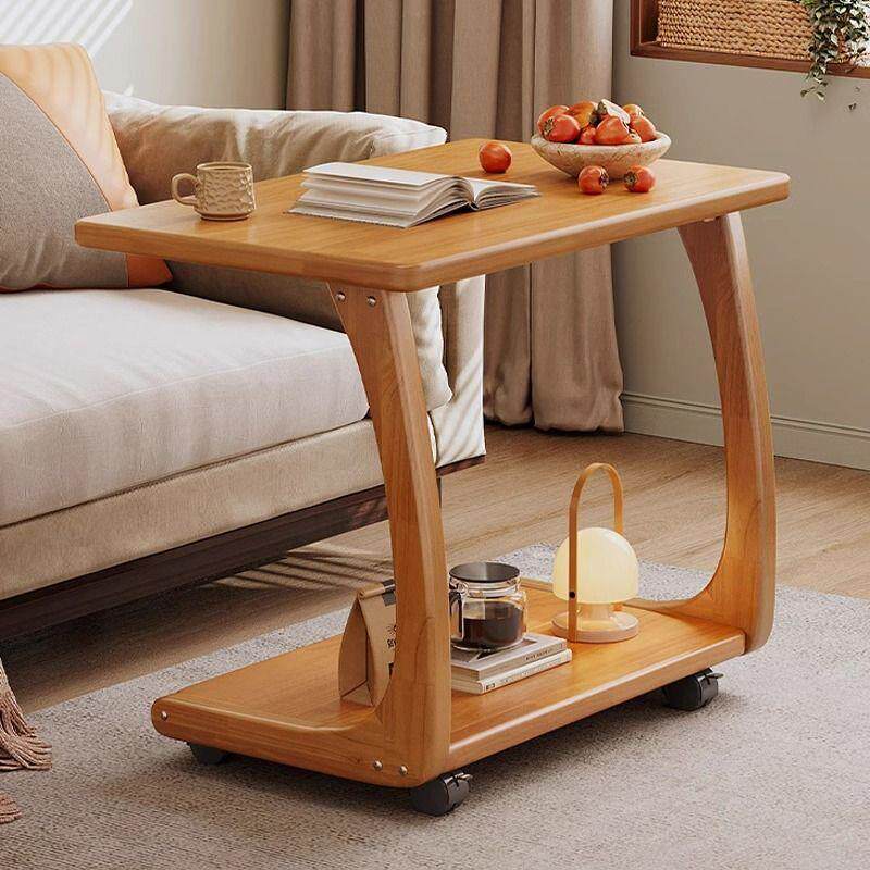 实木可移动沙发边几带轮床边桌学习桌家用客厅2026新款C型小茶几