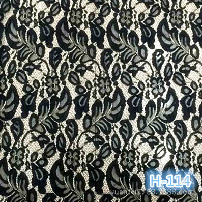 H-114双边对称染色树叶睫毛蕾丝花边面料满幅匹装宽1米辅料