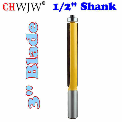 12.7mm柄 加长修边刀1/2*1/2*3 刀片长度76.2MM黄色 雕刻机铣刀