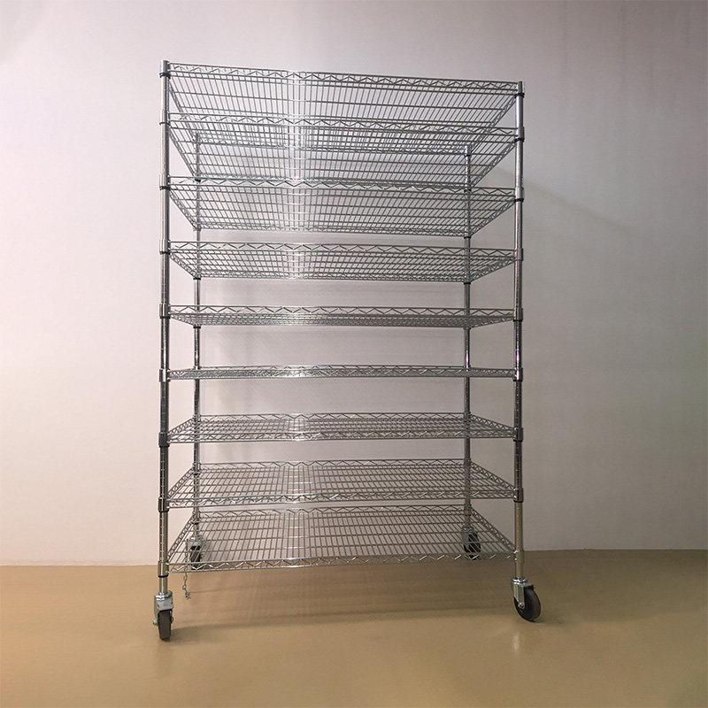 十层置物架重型货架防静电镀铬线网格不锈钢带轮多层储物展示架子