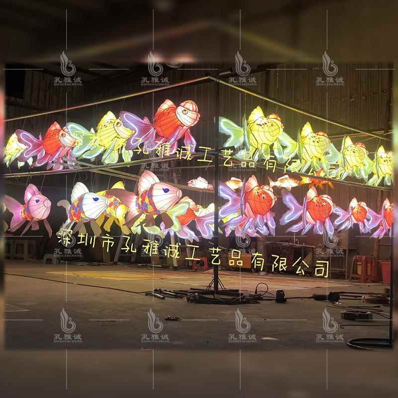 创手工发光彩色锦鲤型花灯意鲤鱼手提灯笼户大外型节造日金鱼MYV