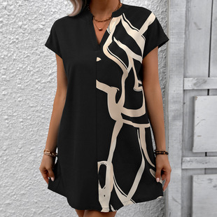 printed for length loose mid shirt Women dress