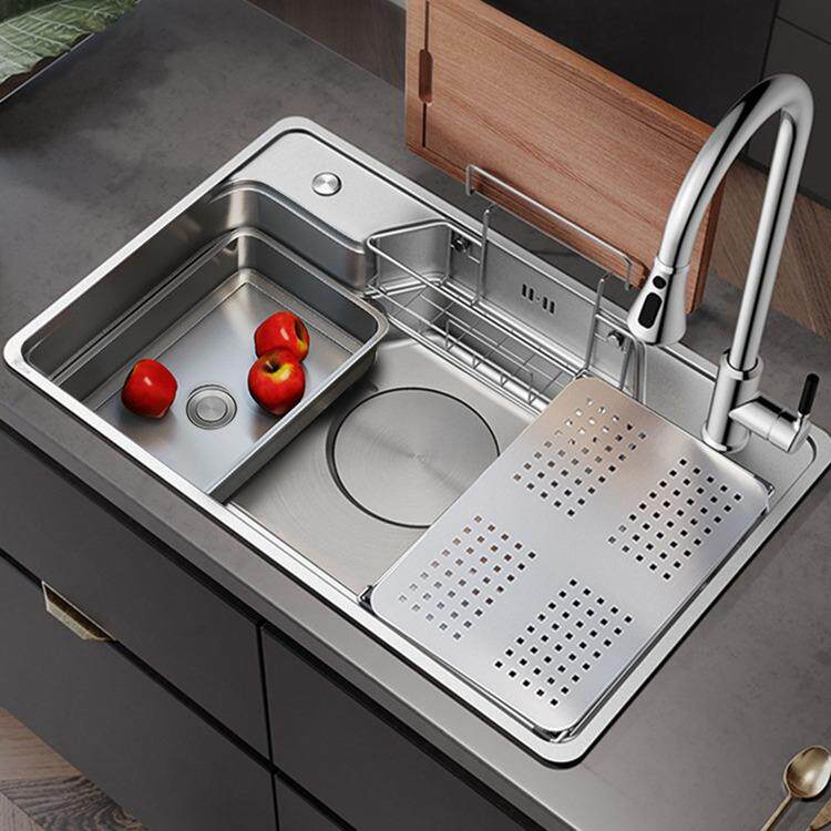 304不锈钢厨房洗碗水槽手工盆单槽厨房洗菜池嵌入式台下盆