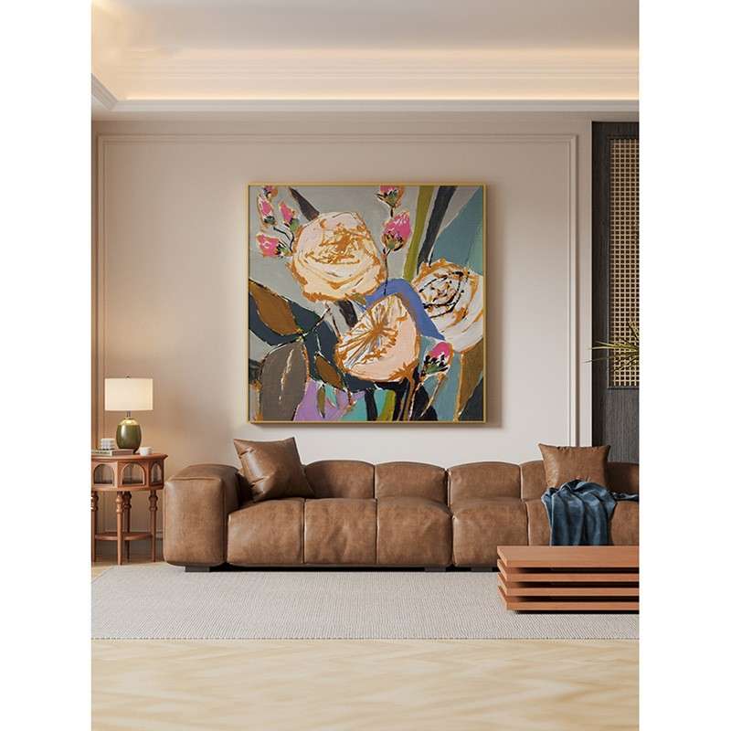 现代植物花朵抽象客厅餐厅玄关卧室样板间壁画方型挂画酒店装饰画