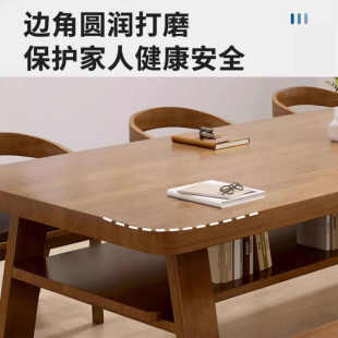 双层实木大长书桌客厅双人学习桌现代简约家用电脑桌阅读桌工作台
