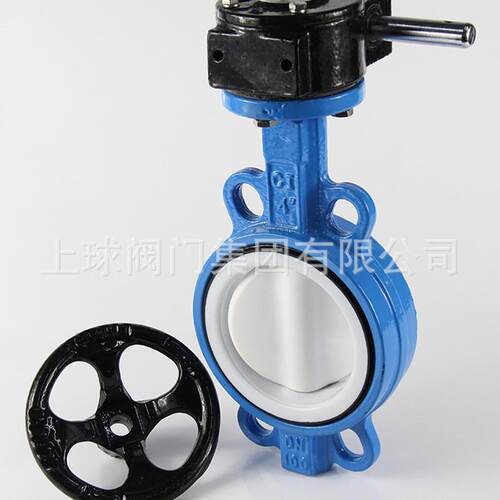 涡轮全衬四氟对夹蝶阀D71F4-10/16Q球墨体PTFE板四氟阀座耐酸碱