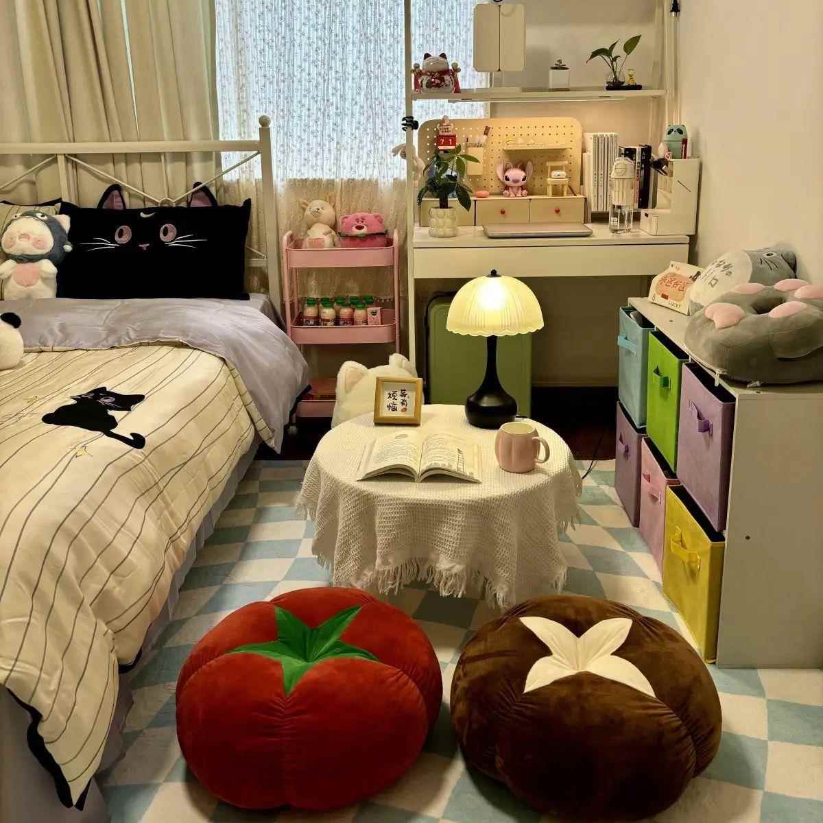 ins可爱软萌香菇番茄蒲团坐垫抱枕床上靠垫玩偶懒人客厅沙发靠枕