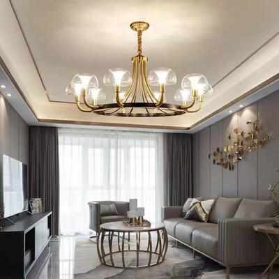 轻奢吊灯后现代厅简约全铜客网厅灯美式QH-1673客吊吊灯餐厅红卧