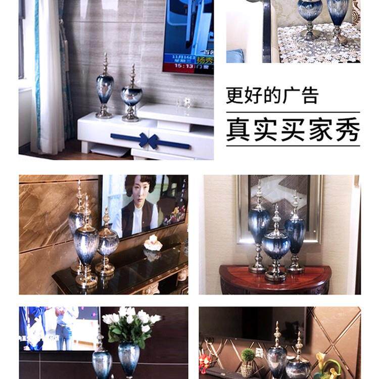 欧式玻璃摆件家居饰品玄关摆件客厅电视柜店面软装轻奢高档工艺品