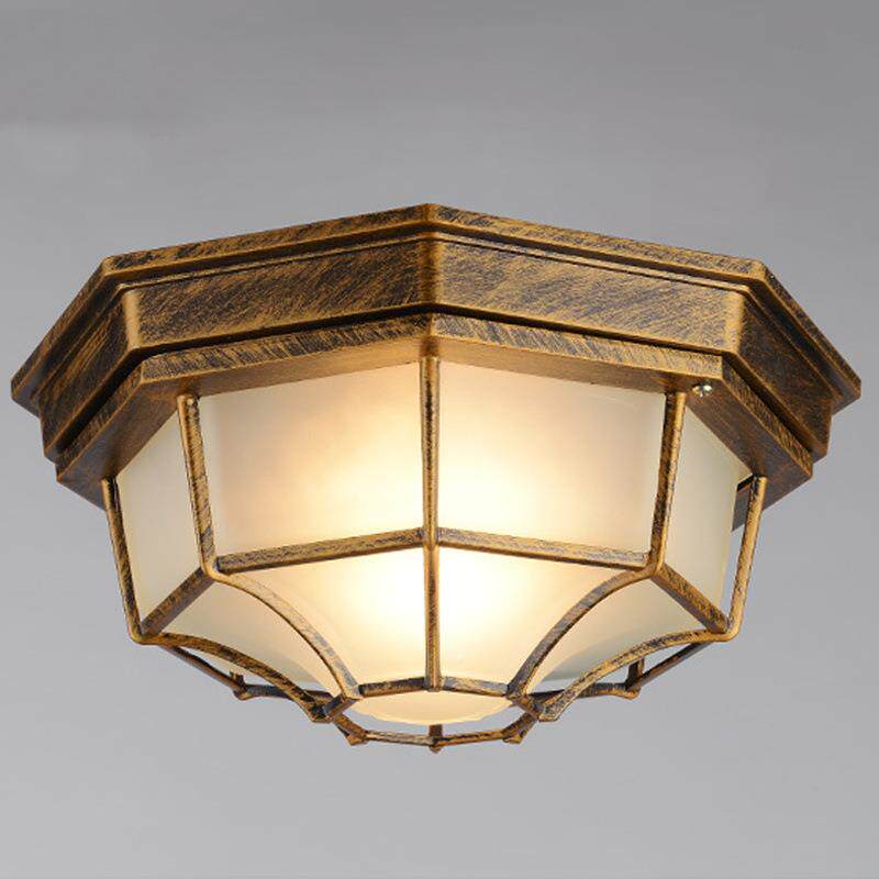 室外阳台入户门口过道走廊吸顶灯欧式复古户外防潮八角灯LED包邮