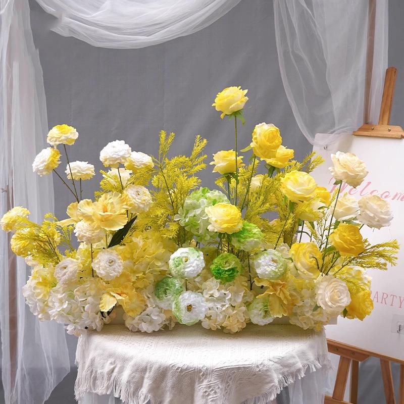 婚庆仿真花排玫瑰芙蓉奥斯丁地排花网红假花鲜花t台路引美陈装饰