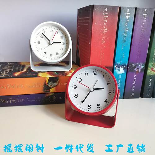 金属小转钟摇摆闹钟石英钟指针式座钟新款金属桌面座钟