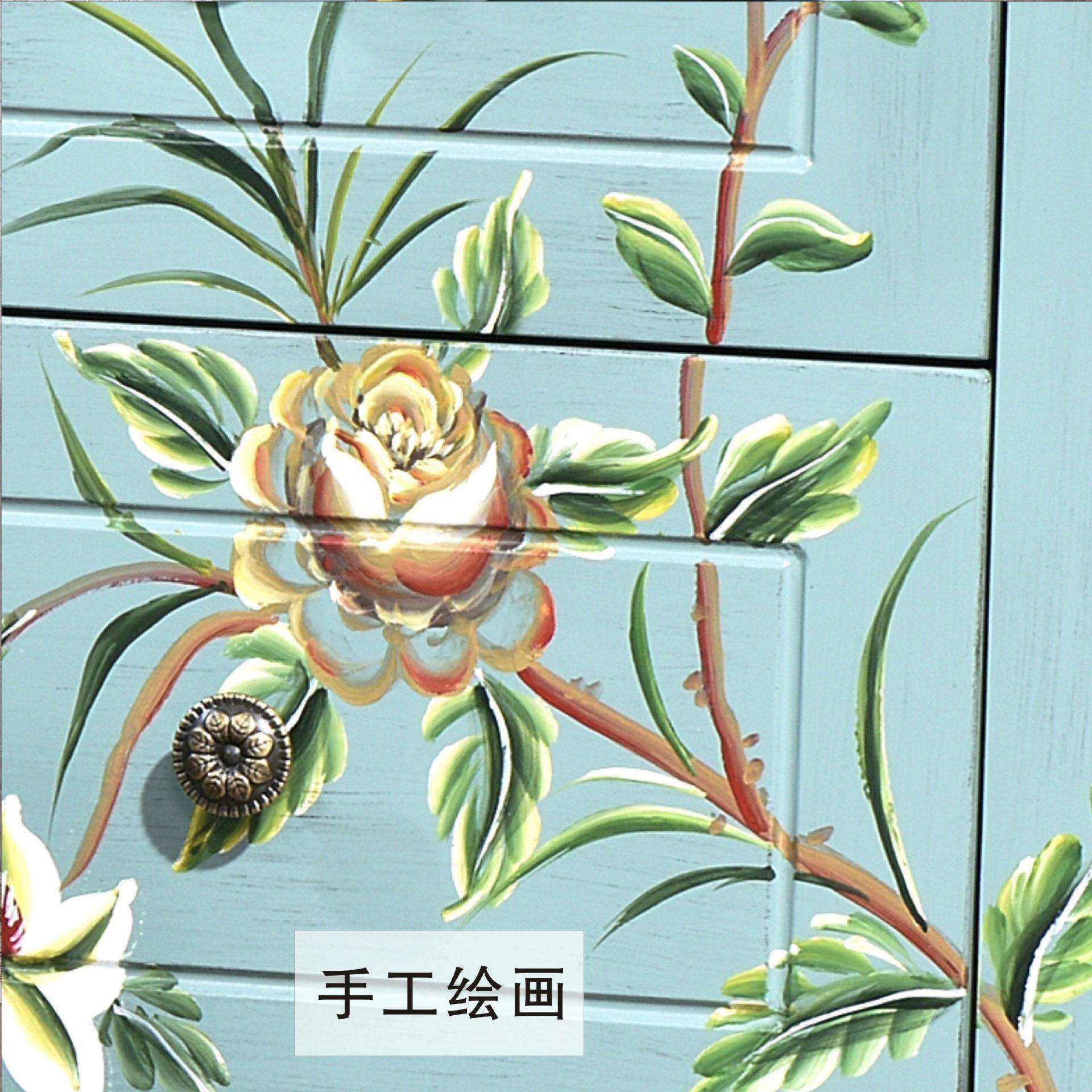 欧式新古典彩绘玄关电视柜床头柜法式美式田园新古典家具