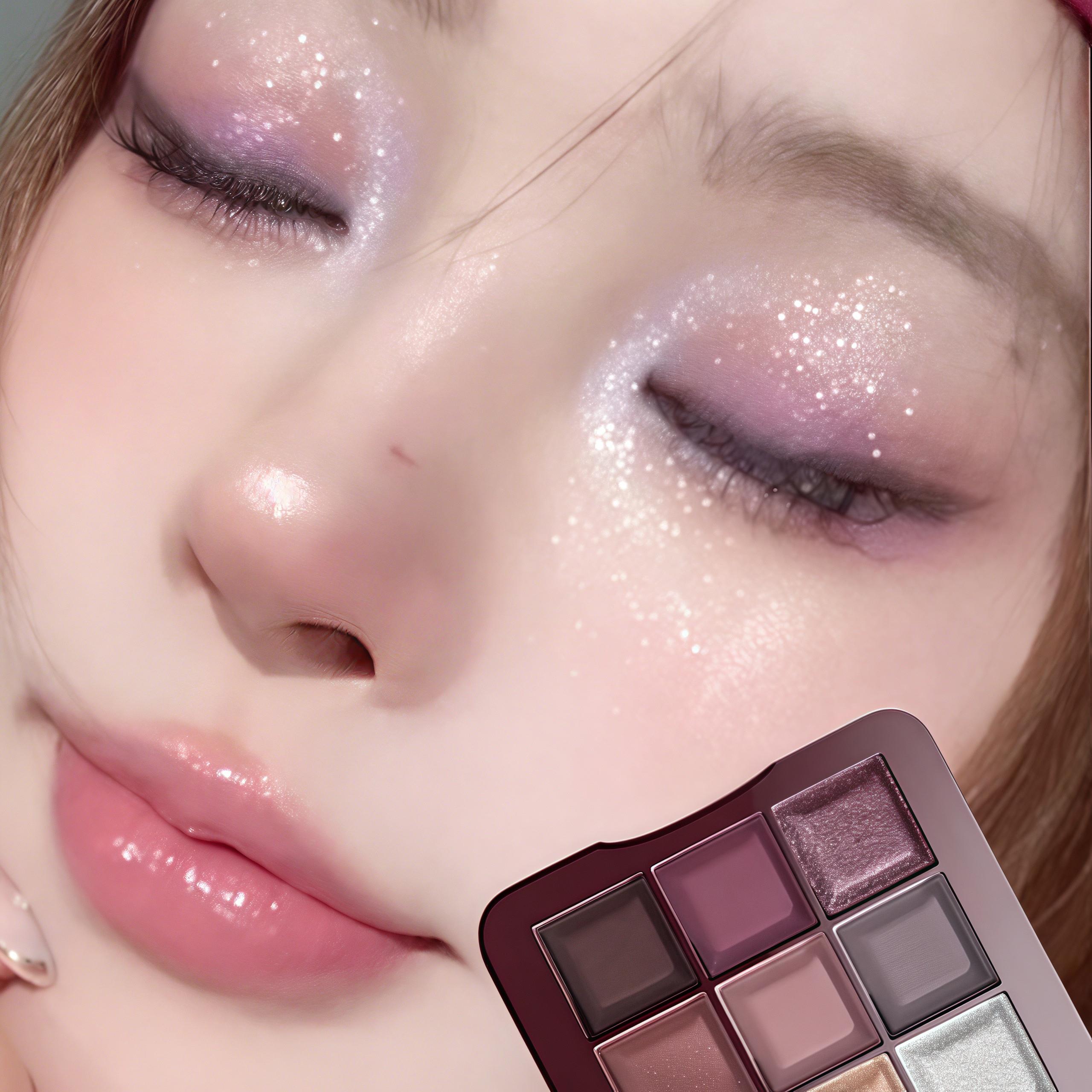 梦幻薰衣草~甜酷烟紫色九色眼影盘哑光日常百搭眼妆珠光碎钻温柔