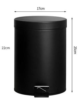 黑色哑光圆形盖垃桶用厨房客厅脚FCD15839翻踏踩式带圾盖家清洁桶