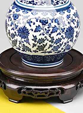 正品实木圆形底座摆花件盆鱼缸酒坛工艺品茶壶黑檀瓶高承重托景架