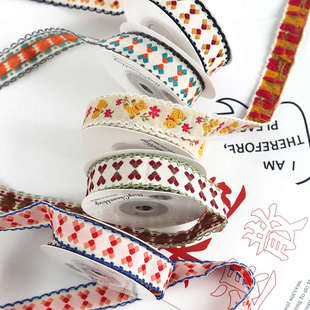 刺绣花边服装 辅料田园手工diy发饰蝴蝶结包边丝带缎带织带小清新