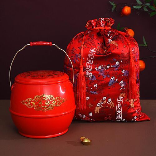 子孙桶袋子陪嫁结婚用的喜桶塑料马桶孑孙筒婚庆用品大号木头痰盂