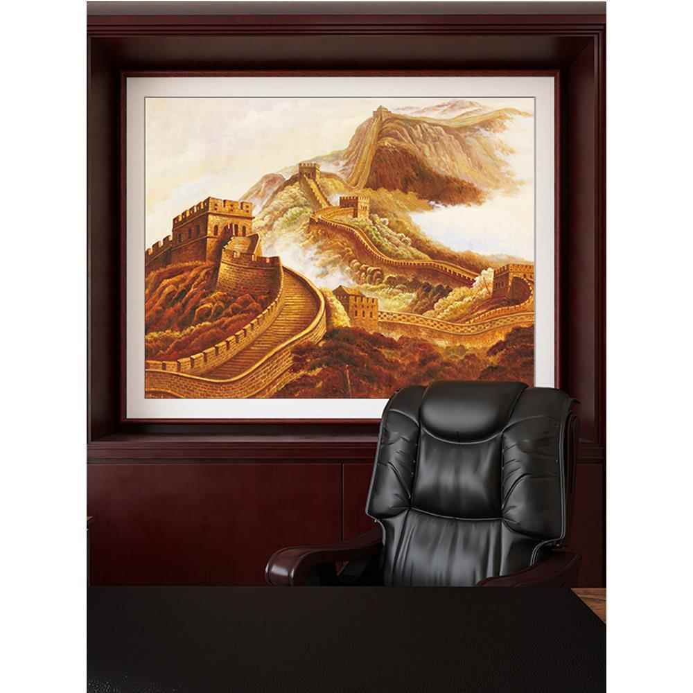 公室挂办画LYLYAJSM城万里长画靠山图老板办公桌背景画书柜壁饰画