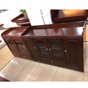 办公室柜子矮柜中式贴木皮地柜茶水柜储物柜餐边柜办公家具