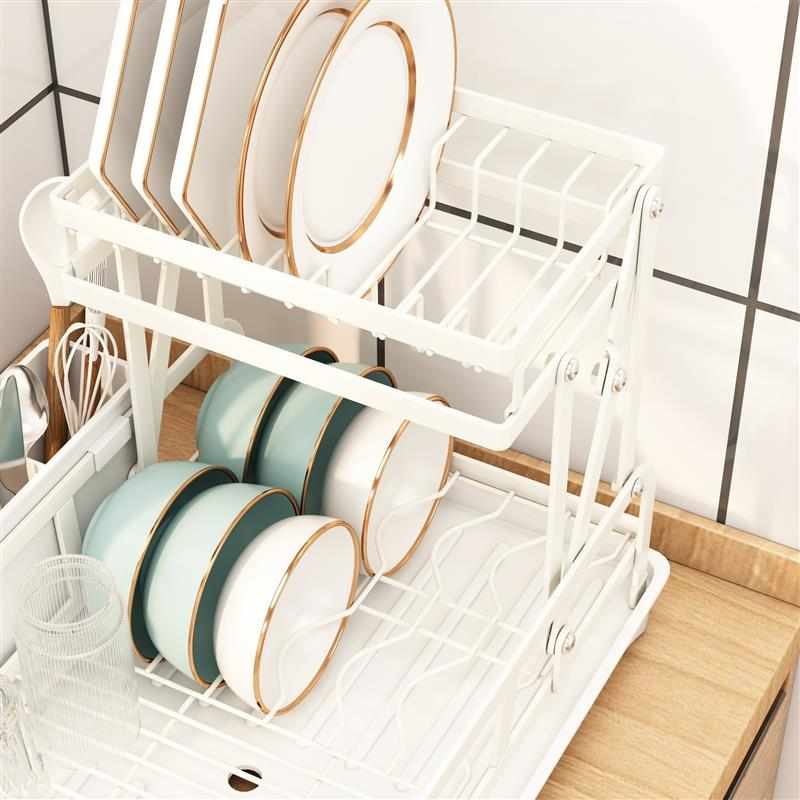 厨房沥水碗架台面餐盘收纳家用带排水置物架免安装水杯筷子刀叉架