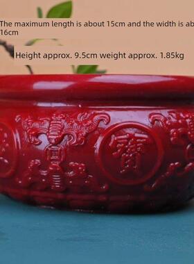 朱砂超大盘龙聚宝盆工艺饰品紫金开家引财宝装饰