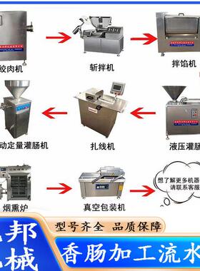 全自动香肠加工全套设备烤肠肉肠生产线热狗肠腊肠制作流水线