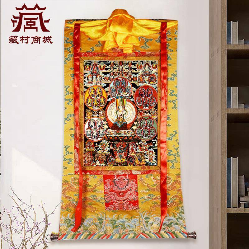 《千手千眼大白伞盖》矿物颜料唐卡室内家用墙壁玄关装饰挂画像