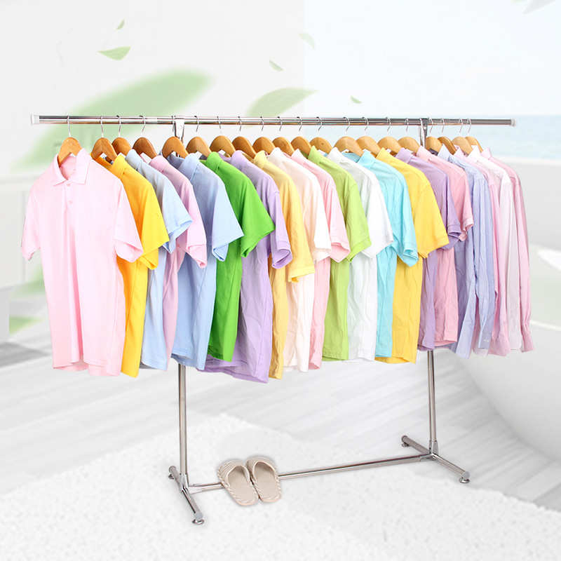 厂家直销批发2.4米不锈钢单杆加长伸缩移动晾晒衣架 卧室阳台金属