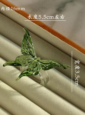 道具淄博琉璃戒指闺蜜蝴蝶琉璃戒指氛围旋转品创意礼品