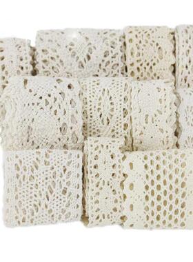 (5Meter/roll) White Beige Cotton Embroidered Lace Net Ribbon