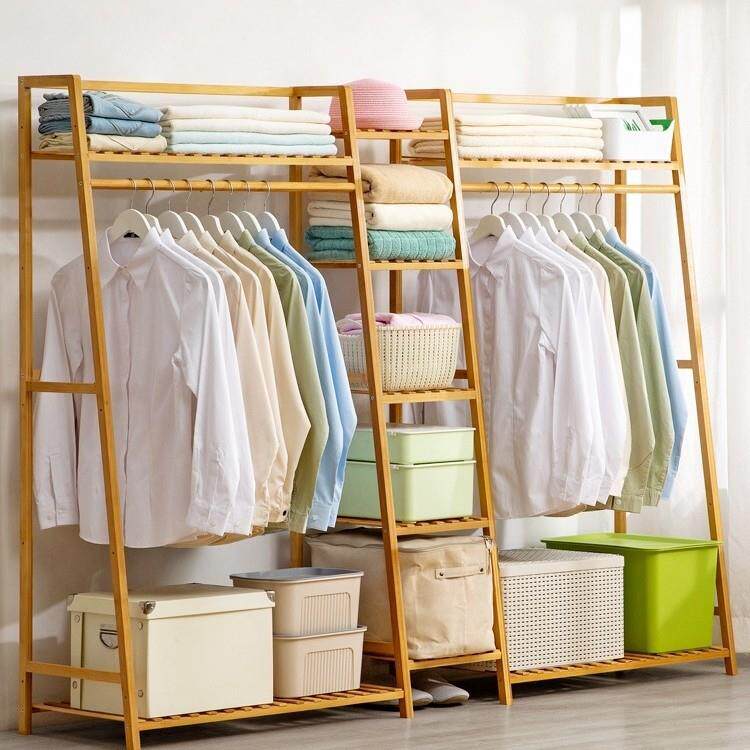 简易衣柜子家用卧室出租房用儿童收纳衣橱置物架实木组装结实耐用