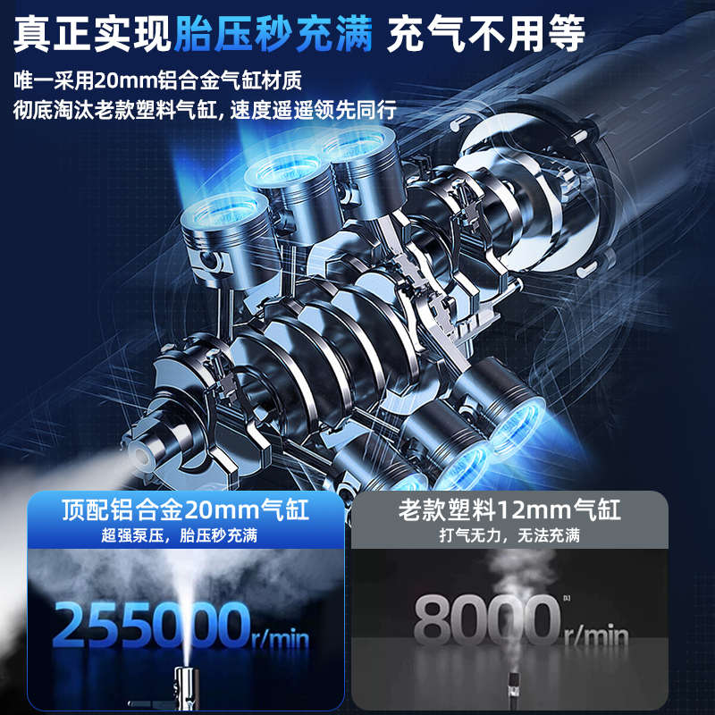 无线车载充气泵小型便携式汽车充气宝电动打气泵高压自动充停