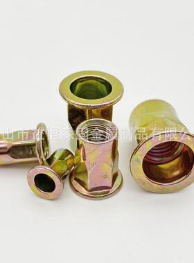 镀彩锌平六头外头半角拉铆螺母拉卯小沉通孔螺母帽铆接件螺M4-MGE