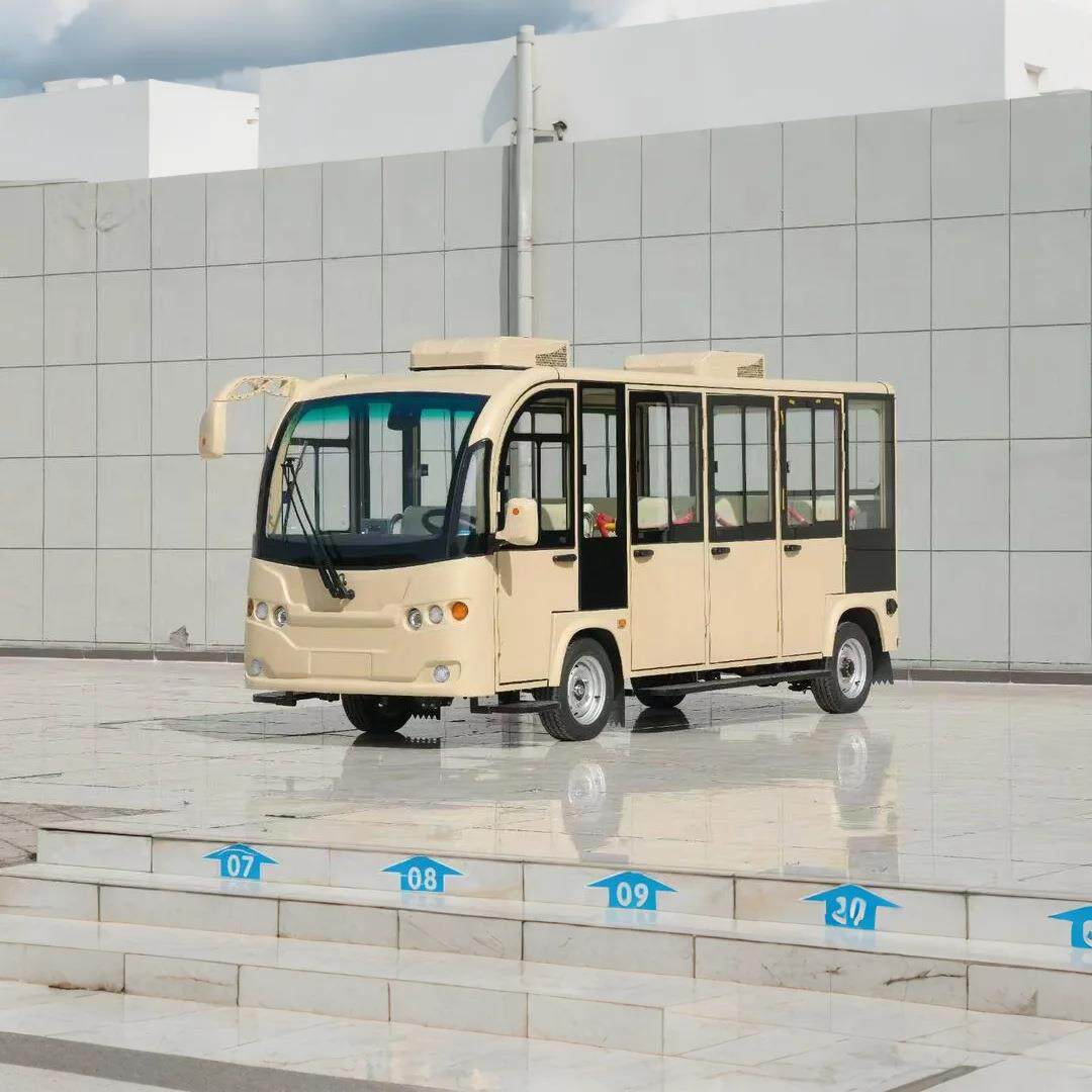 单位工厂公司商务接待用电动观光车11座封闭带门带双空调贵宾代步