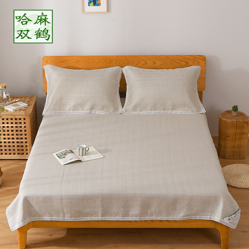 zq.8学生加密凉席1/厚寝室双人亚麻米加经床单2三