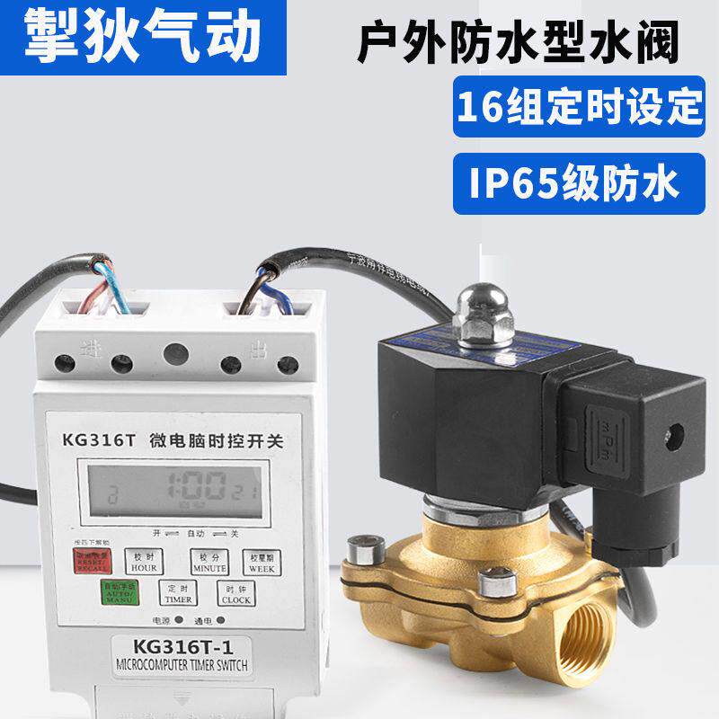 常闭智能电子定时排水器电磁阀控制220V电子阀开关水阀灌溉放水