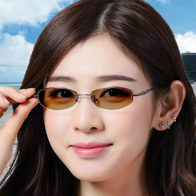 自动感光变色无度数女半框防蓝光紫外线辐射平光近视太阳护眼眼镜