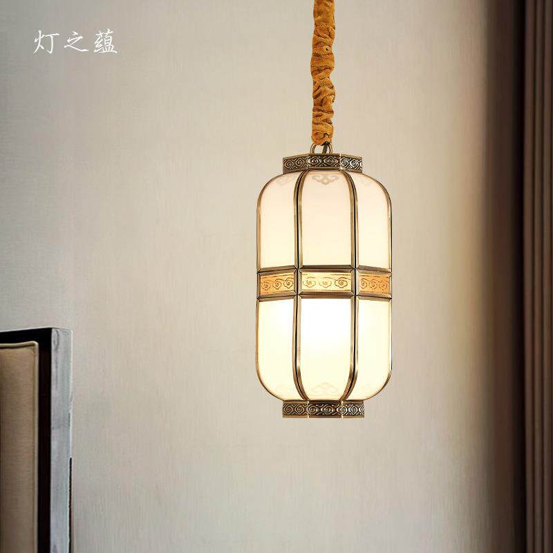 笼吊灯灯中国现代新中式全铜过道走廊餐厅TS风火锅室店卧床头小吊