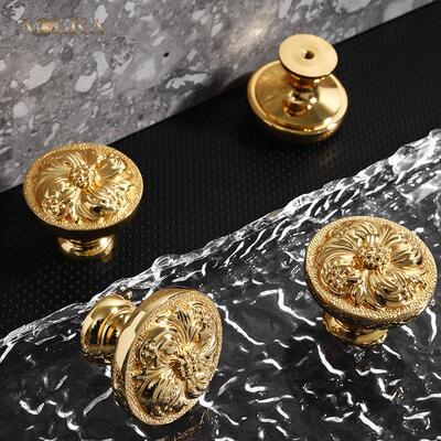 24K真金电镀拉手柜门整体橱柜把手抽屉轻奢黄铜法式欧式金色大号