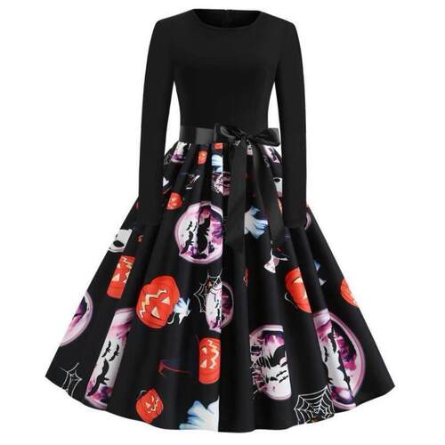 Halloween Cosplay Costume Props Fancy Pumpkin Womens Dress L
