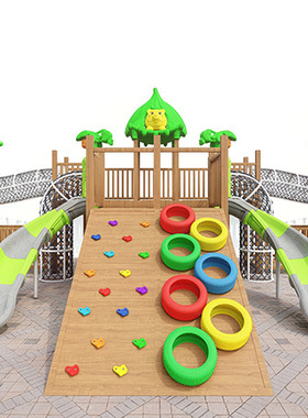 木64094质组合滑梯钻洞不锈幼园小区儿室儿内游钢童乐设施大型攀
