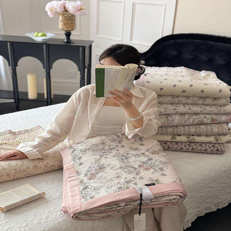 实体店韩式爆款莱赛尔天丝绗缝夹棉床盖枕套三件套凉感榻榻米床单