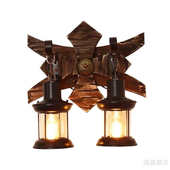 饰墙灯 餐厅咖啡厅酒吧船木装 复古壁灯美式 乡村怀旧工业风创意个性