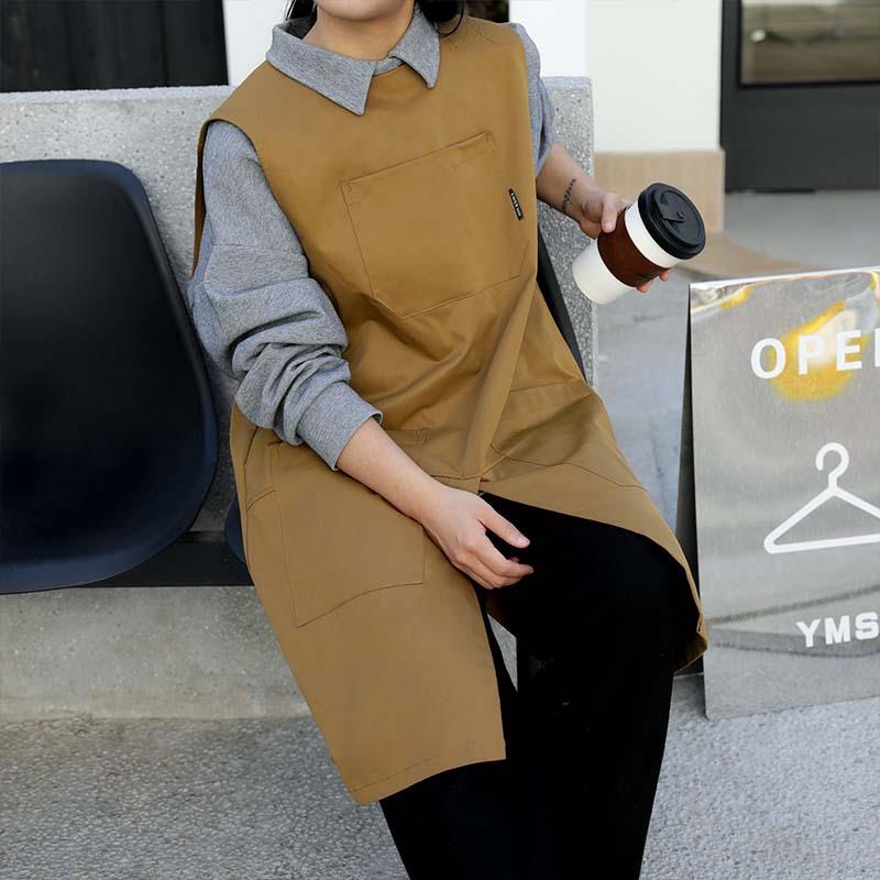 temu工装围裙防水耐脏咖啡师餐饮奶茶店专用2025新款工作服男女