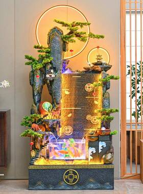 客厅摆件办公室大型招财循环水落地摆件送礼假山流水喷泉鱼池鱼缸