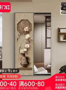 古中式复隐藏式全身镜玄关装画饰画挂式推拉镜子NM121514隐形穿衣